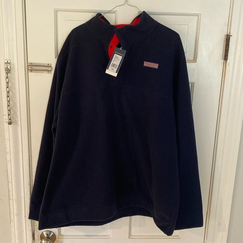Vineyard Vines Fleece Pullover, 3 buttons, Navy blue, size XXL.